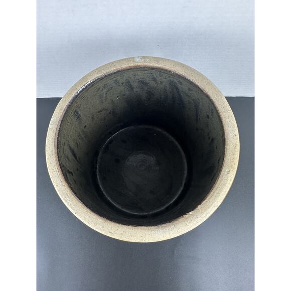 Antique 1800's Stoneware Salt Glazed Crock Pot Brown & Cream, Black 7.5” - Picture 3 of 6
